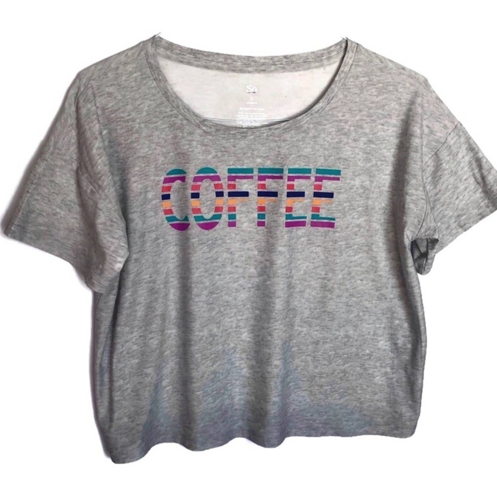 3/$25 🍄 SO Super Soft Gray COFFEE Graphic Tee Size Small